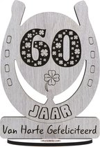 60 jaar - houten verjaardagskaart - wenskaart om iemand te feliciteren - kaart verjaardag 60 - 17.5 x 25 cm