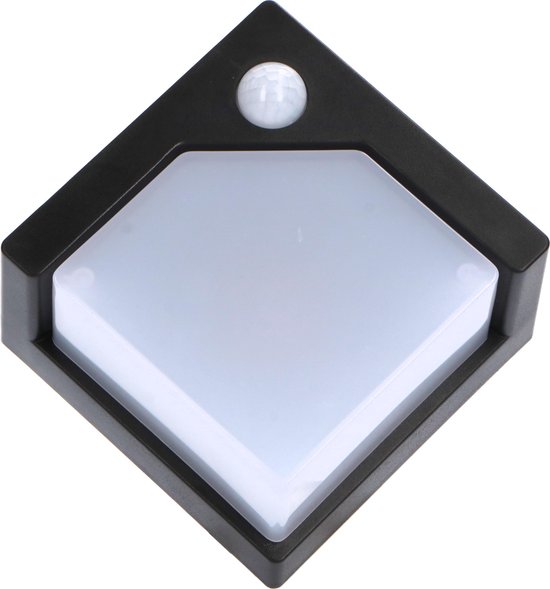 Solarlamp Pretoria – 1W 50lm 2700K, IP44, Zwarte Buitenmuurlamp Met Bewegingssensor, Zonnepaneel