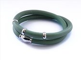 NIEUW! - Jolla - dames wikkel armband - zilver - leer - magneetsluiting - bedels - Basic Silver - Mint Groen