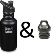 Klean Kanteen Classic Sport Cap - zwart - 532 ml- met loopcap- RVS