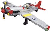 I05 - Amerikaanse P51-D Mustang Red Tail - 377 onderdelen en 1 mini-figuur - WW2 Bouwstenen