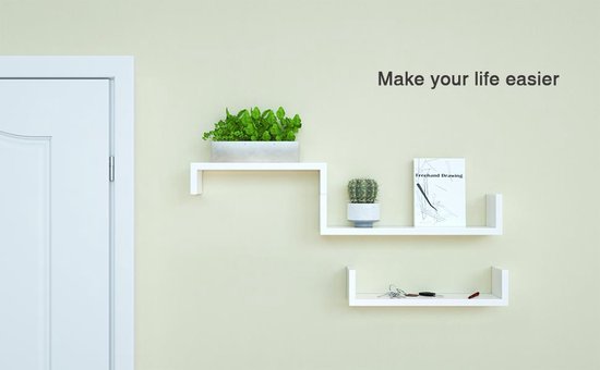 iBella Living Wandplanken - Set van 3 - U-vormige Planken - Wit