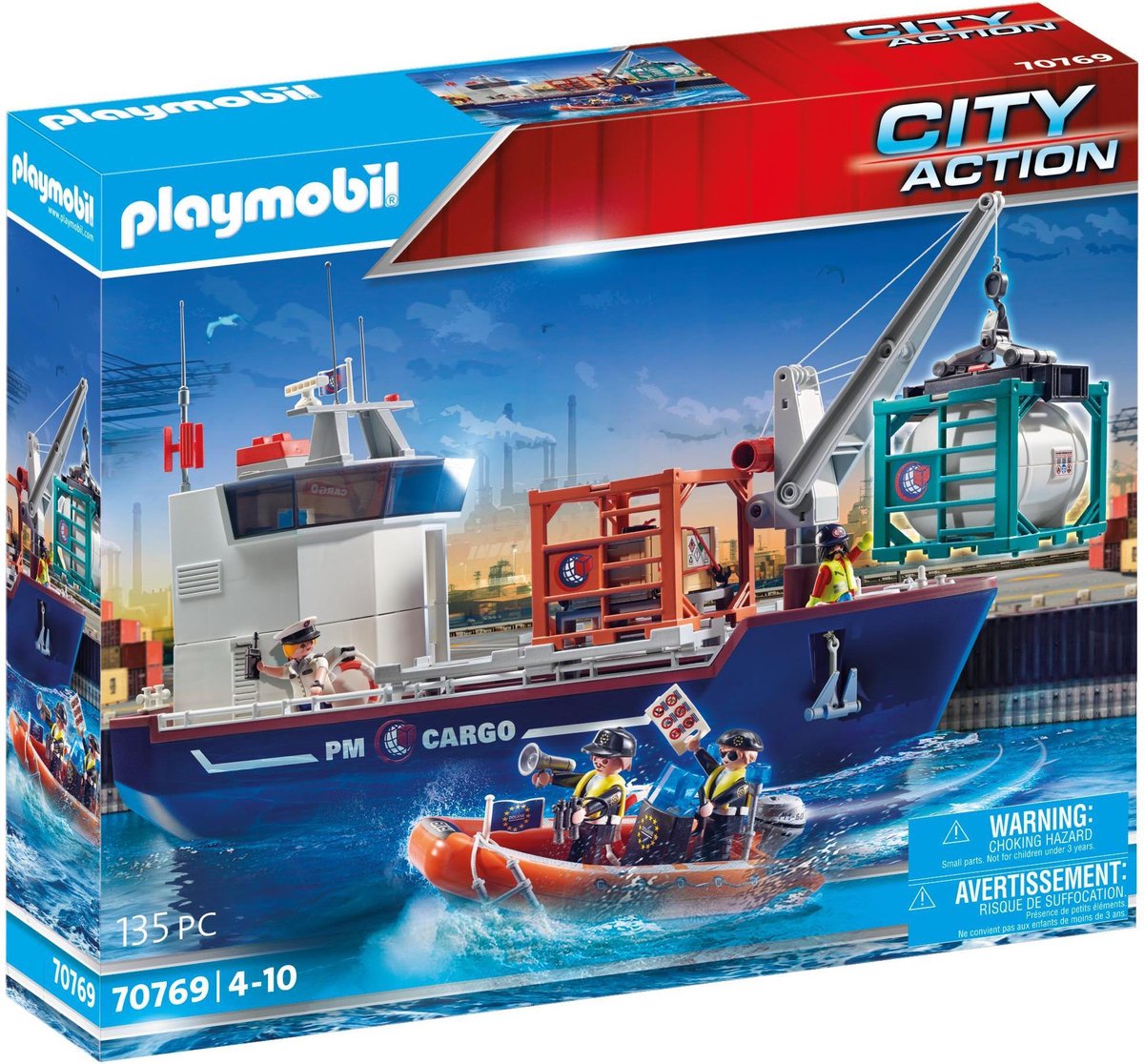 PLAYMOBIL City Action Cargo Groot conteneurs avec bateau des douanes -  70769 | bol.com