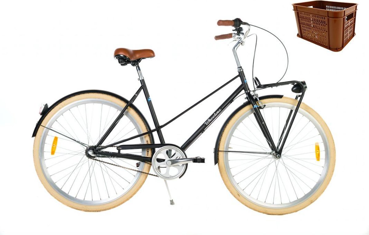 Wheelerz Elite fiets 28 inch - met krat - matzwart - Shimano Nexus 3 versnelling