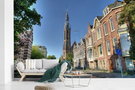 Papier peint photo en vinyle - Cathédrale au centre de Groningen largeur 405 cm x hauteur 260 cm - Tirage photo sur papier peint (disponible en 7 tailles)