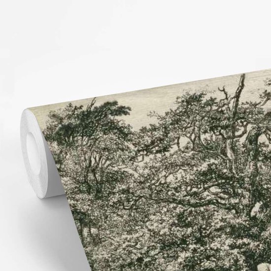 Papier peint vinyle - Les voyageurs - Peinture de Jacob van Ruisdael largeur 415 cm x hauteur 300 cm - Tirage photo sur papier peint (disponible en 7 tailles)