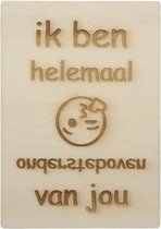 MemoryGift: Houten Kaart A6: Ik ben helemaal ondersteboven van jou (Kus Emotion)