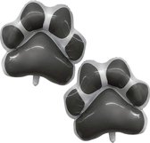 2 Honden folie ballonnen  Paws zwart wit - hond - ballon - huisdier - honden poot