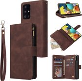 Coque de téléphone de Luxe pour Samsung Galaxy A52 | Bookcase en cuir de haute qualité | Étui portefeuille en cuir | Apparence Luxe | Porte-cartes 6 pièces | Porte-monnaie | Fermeture à glissière | Marron