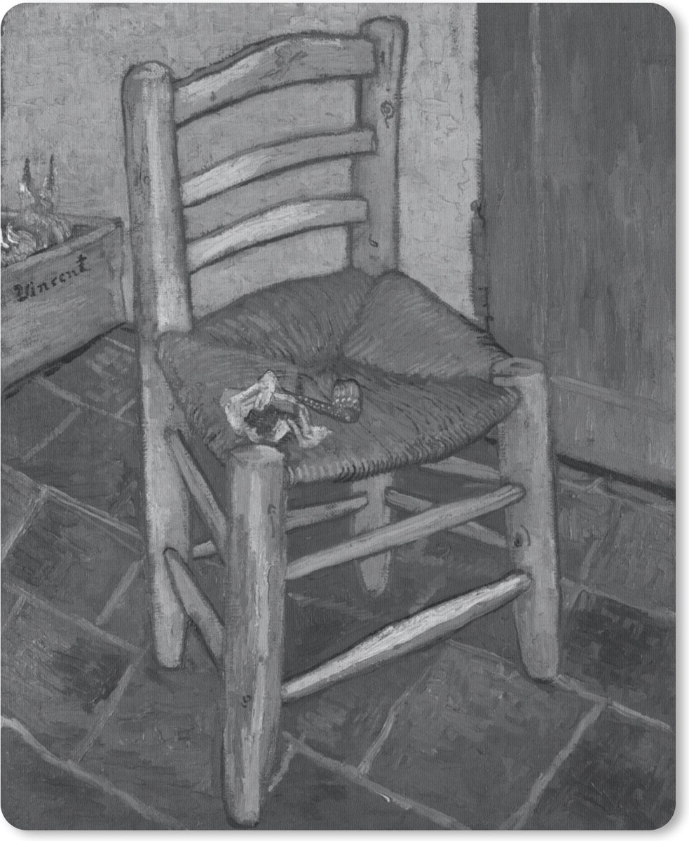 Muismat Vincent van Gogh - Van Gogh's stoel in zwart wit - Schilderij van Vincent van Gogh muismat rubber - 30x40 cm - Muismat met foto
