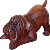 East Meets West Deco - Woondecoratie - Houten beeld - Bulldog - Hond