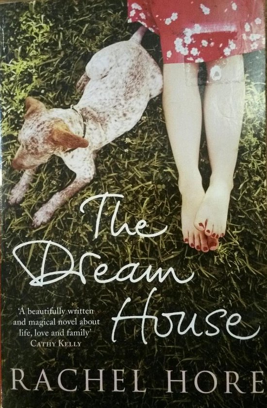 Boekomslag met een hond en de benen van een vrouw. Titel: The Dream House.