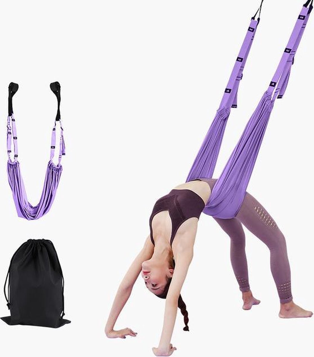 Aerial Yoga Hangmat 5 * 2,8 m Hoge Sterkte Antenne Zijde Yoga Swing Hangmat Vliegende Inversie Yoga Riemen Voor GYM Thuis Oefening Fitness (zwart
