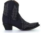 Circle G dames cowboy enkellaarzen in zwart leer met grijze stiksels