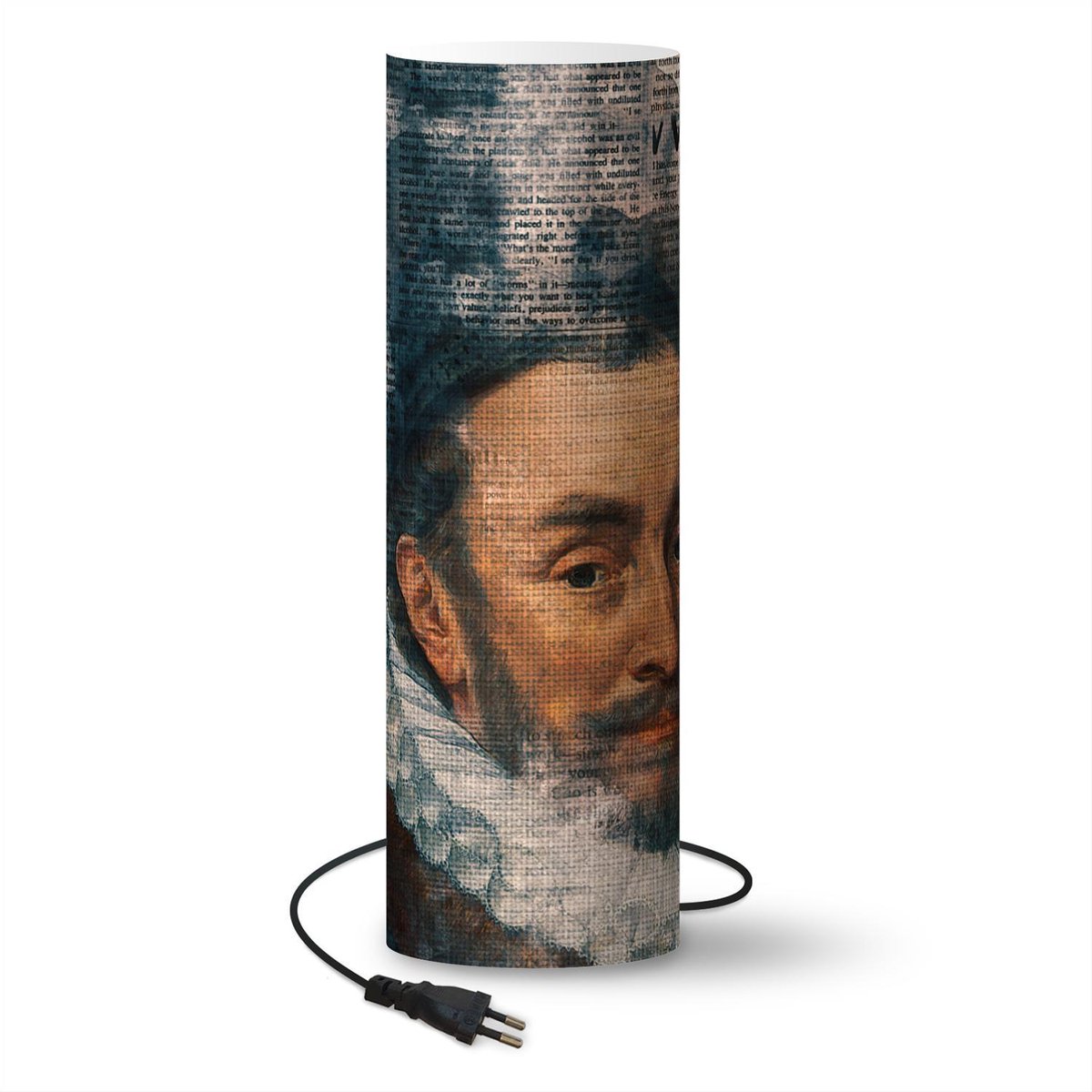Lamp - Nachtlampje - Tafellamp slaapkamer - Willem van Oranje - Krant - Kunst - 50 cm hoog - Ø15.9 cm - Inclusief LED lamp