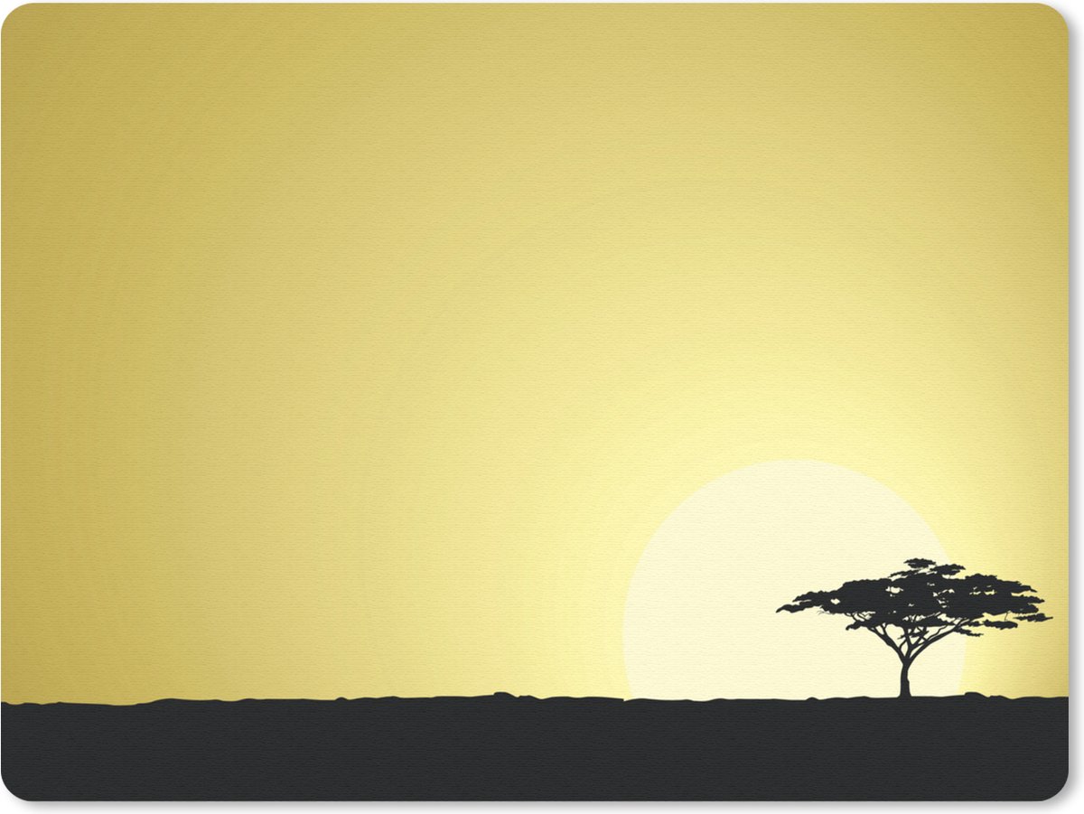 Muismat Afrika illustratie - Een illustratie van een Afrikaanse Safari als achtergrond muismat rubber - 40x30 cm - Muismat met foto