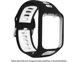 Zwart Wit bandje geschikt voor Tomtom Adventurer, Tomtom Spark, Tomtom Spark 3, Tomtom Runner 2, Runner 3 - Golfer 2 - horlogeband - polsband - strap - black white