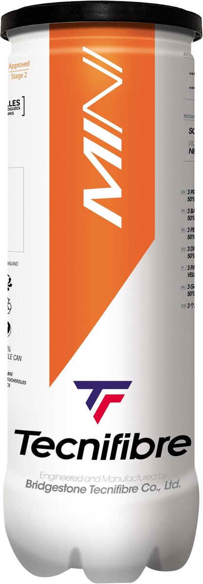 Tecnifibre Mini Stage 2 Oranje Tennisbal 3 stuks Uitvoering : Blik