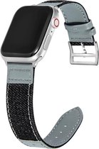Geschikt voor Apple Watch bandje 42 / 44 / 45 mm - Series 1 2 3 4 5 6 7 SE - Smartwatch iWatch horloge band - 42mm 44mm 45mm - Fungus - PU Leer - Zwart - PU Leer zwart