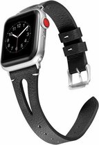 Geschikt voor Apple Watch bandje 38 / 40 / 41 mm - Series 1 2 3 4 5 6 7 8 SE - Smartwatch iWatch horloge band - 38mm 40mm 41mm - Fungus - PU Leer - Zwart - Split