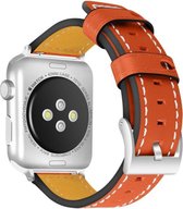 Geschikt voor Apple Watch bandje 42 / 44 / 45 / 49 mm - Series 1 2 3 4 5 6 7 8 SE Ultra - Smartwatch iWatch horloge band - 42mm 44mm 45mm 49mm - Fungus - PU Leer - Oranje - Sleeve