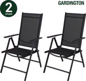 Gardington Tuinstoelen – Klapstoel – Vouwstoel voor op Terras/Tuin/Camping – Tuinset – Campingstoel – Tuinstoel – Verstelbaar en Opklapbaar – Antraciet – Set van 2