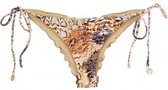 LULI FAMA Bikinibroekje Wavey ruched back full tie side bottom Natural Snake maat SMALL