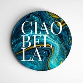 IDecorate - Schilderij - Marmer Looks Ciao Bella Marmer - Blauw, Bruin En Goud - 60 X 60 Cm
