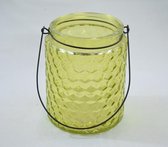 Kaarshouder / waxinelichtjeshouder geel glas 13.5 x Ø 10 cm