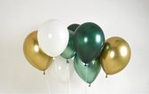 Retro - Vintage - Geboorte - Verjaardag Ballonnen | 2 x Groen - Goud - Off-White / Wit | Ballon | Effen | Baby Shower - Kraamfeest - Verjaardag - Geboorte - Fotoshoot - Wedding - B