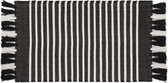 Walra Badmat Stripes & Structure - 60x100 - 100% Katoen - Off Black / Wit