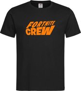 Zwart T shirt met Oranje logo " Fortnite Crew " print size S