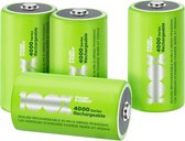 100% Peak Power oplaadbare D cell batterijen - Duurzame Keuze - NiMH D batterij 1.2V 4000 mAh - 4 stuks