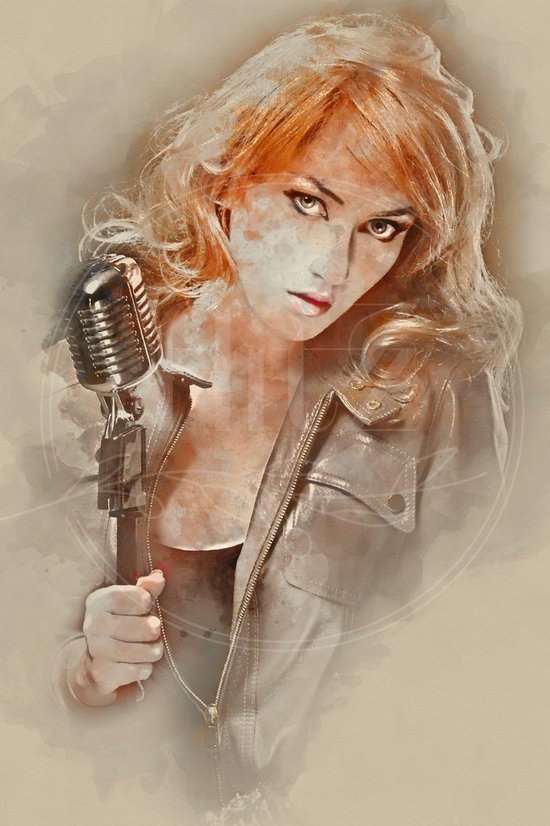 Foto: 100 nederlandse productie diamond painting aquarel zangeres met microfoon formaat 50 x 75 cm diamond painting pakket volwassen volledige bedekking vierkant full flitzz diamond painting