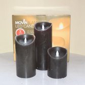 Kaarsen set van 3 op batterij - Kleur donker grijs