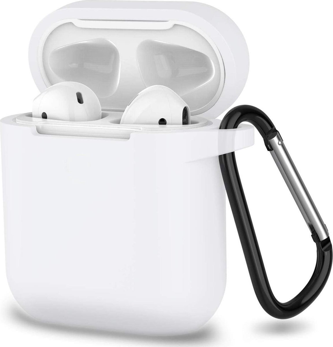 Apple Airpods 1 en 2 ultra dunne siliconen cover - extra dunne Apple Airpods siliconen cover met sleutelhanger - Transparant