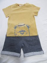 noukie's , kledingset , jongens , tshirt geel + short blauw , 2 jaar 92