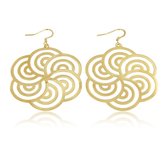 My Bendel ronde gouden artistieke oorbellen - Ronde oorbellen in goud met artistieke bewerking - Met luxe cadeauverpakking