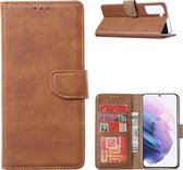 Mobile Restore Telefoonhoesje - Book Case - Geschikt Voor Samsung Galaxy S21 - Bruin