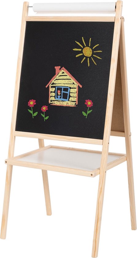 Relaxdays tableau noir enfants - tableau debout - planche à dessin - papier  rouleau