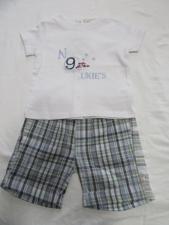 Noukie's - Kledingset - Tshirt + geruit shortje - 6 maand 68