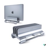 LURK® Verticale Laptop en Tablet Standaard – Laptophouder voor 3 apparaten – Aluminium – Verstelbaar Dockingstation – Matte afwerking – Zilver