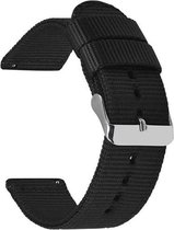 Smartwatch bandje - Geschikt voor Samsung Galaxy Watch 3 45mm, Gear S3, Huawei Watch GT 2 46mm, Garmin Vivoactive 4, 22mm horlogebandje - Nylon stof - Fungus - Zwart