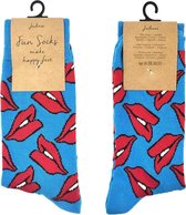 Juleeze Grappige Sokken Unisex maat 35-38 Rood, Blauw Katoen, Polyester Lippen Dames Heren Sokken Grappige Sokken