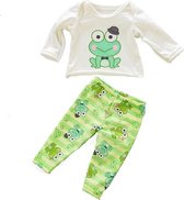 Dolldreams poppenkleding -  Pyjama met kikkers voor poppen tot 43CM  - Jongen/meisje pop - geschikt voor baby born