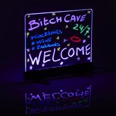 Schrijfbord - LED - LED Schrijfbord - 30 x 23 cm - Schrijfbord uitwisbaar - Schrijfbord met stiften - Decoratie - Ledbord - Schrijf bord - Mancave - Womancave - Cave & Garden