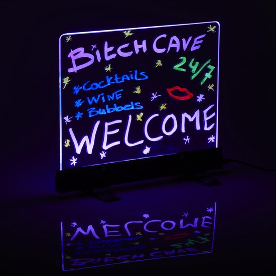 Schrijfbord - LED - LED Schrijfbord - 30 x 23 cm - Schrijfbord uitwisbaar  -... | bol.com