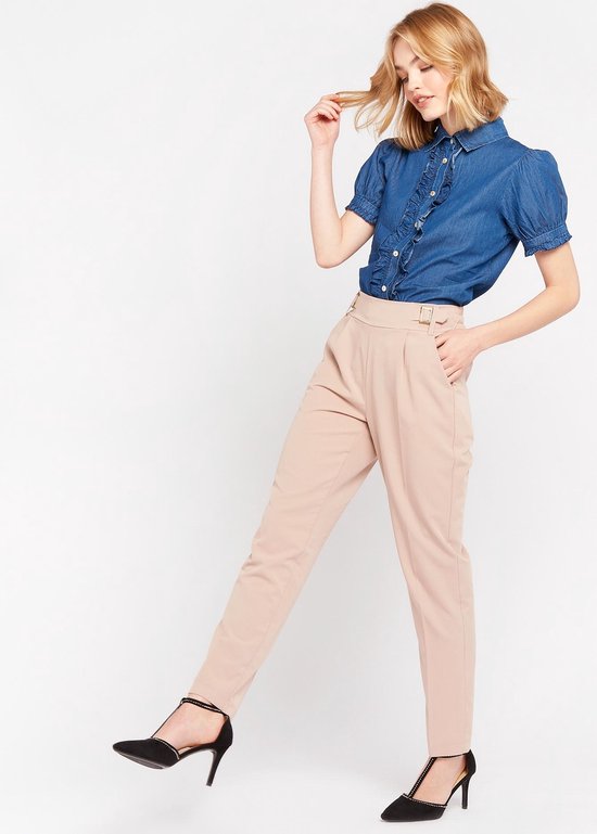 LOLALIZA Denim blouse met korte mouwen - Blauw - Maat 38 | bol.com
