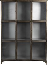 Clayre & Eef Vitrinekast 109*35*154 cm Bruin Ijzer, Glas Rechthoek Opbergkast Halfhoge Kast