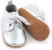 Leren Babyschoenen met Veters zilver 0-6 mnd